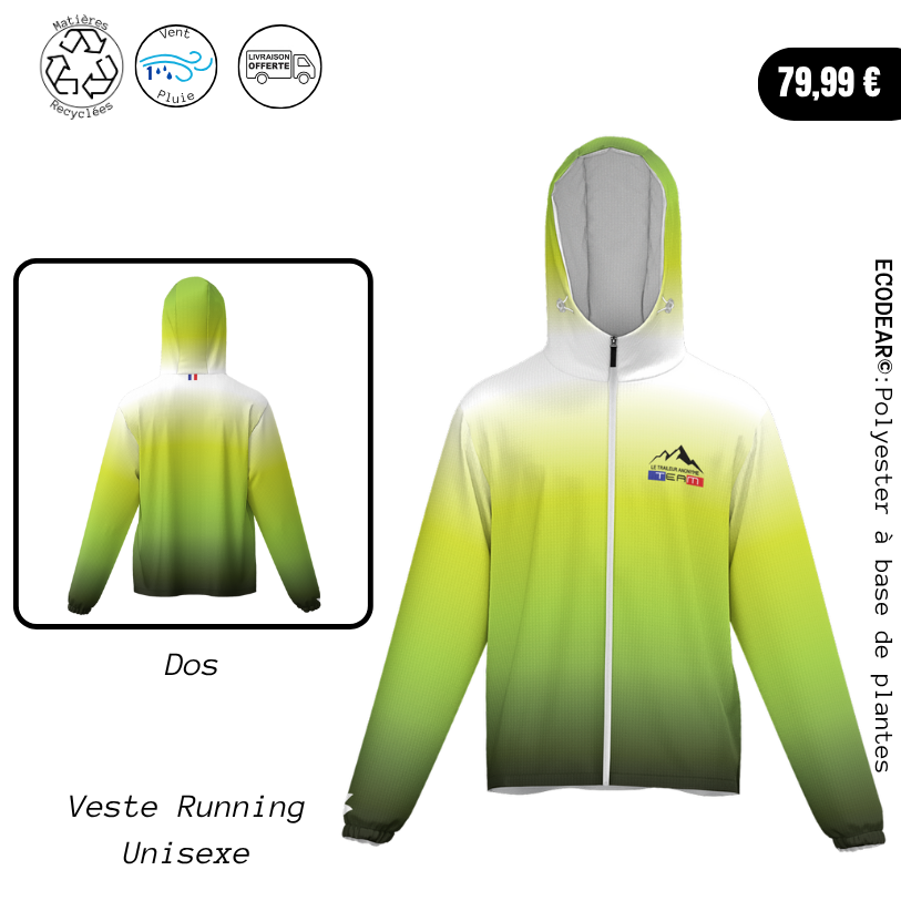 Coupe-vent Trail Unisexe Ecodear® – Léger, Résistant, Éco-conscient - Team Green Fluo