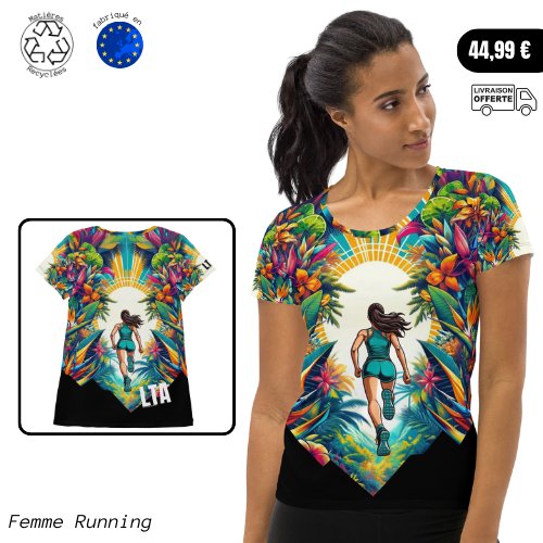 Women s Running T Shirt Tropical Fun and affordable Le Traileur Anonyme