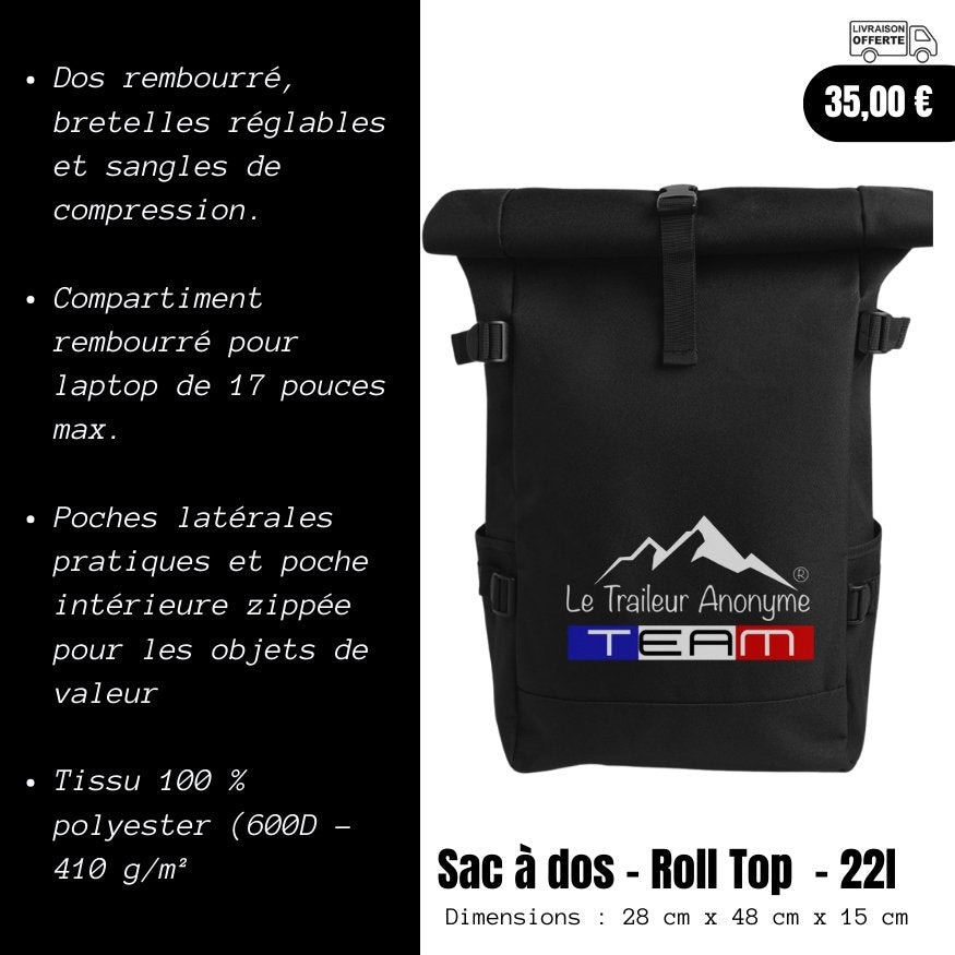 Sac à dos roll top - Team LTA - Le Traileur Anonyme