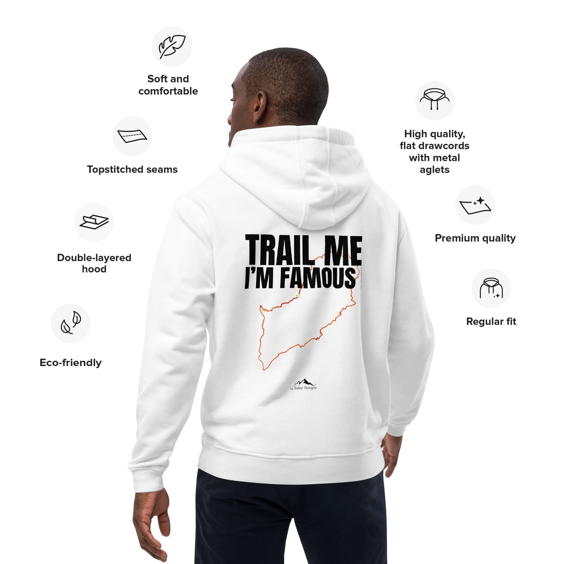 Sweat-Shirt Capuche- Coton éco Premium - Unisexe - Collection "Trail Me, I'm Famous! " - Le Traileur Anonyme