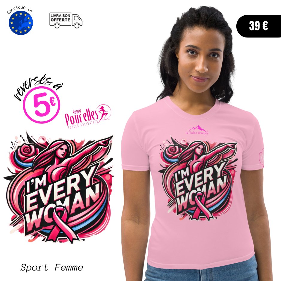 Tee - shirt Sport - Femme - Octobre Rose - Le Traileur Anonyme